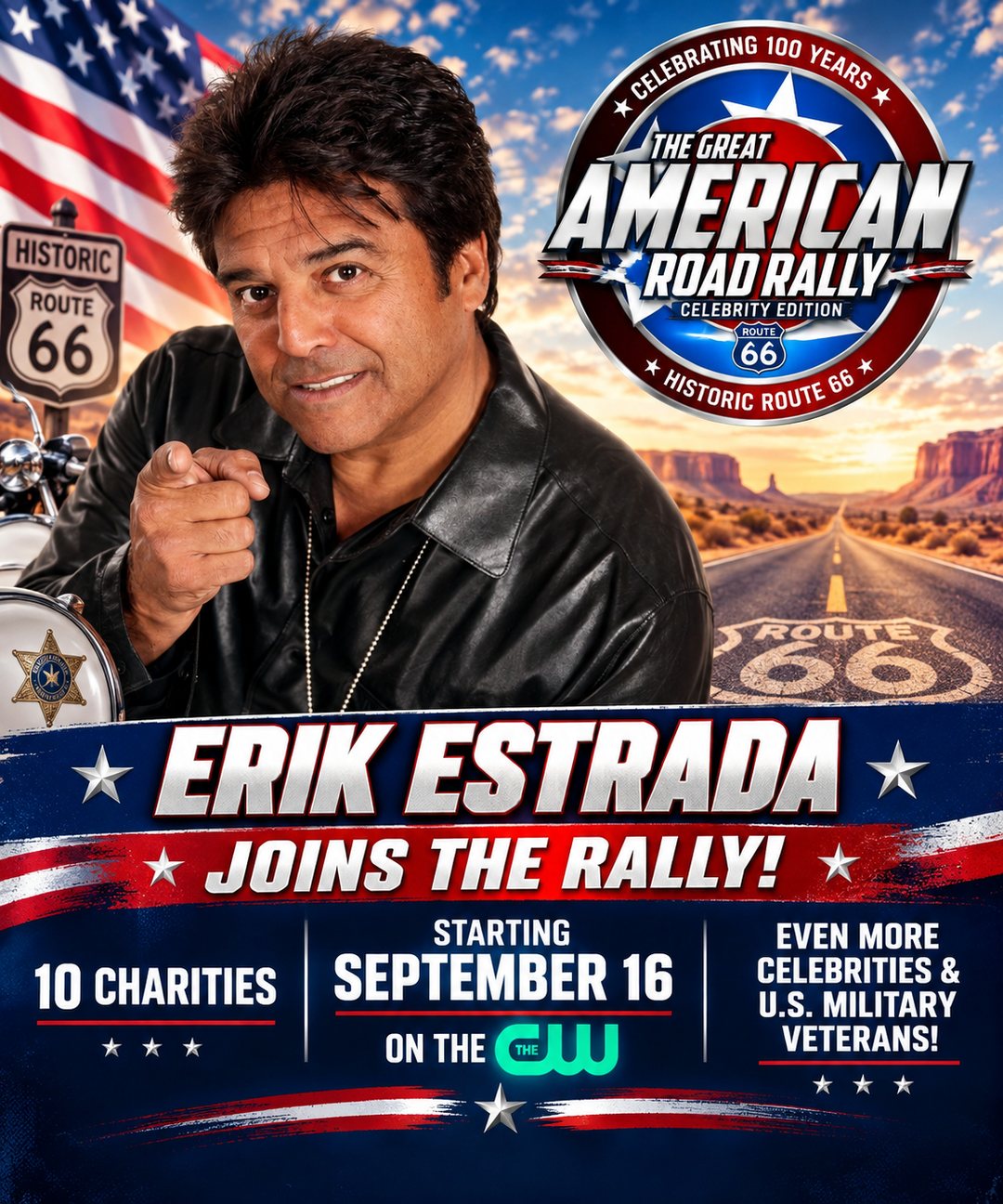 Great American Road Rally cast announcement: Erik Estrada joins the rally, starting September 16 on The CW