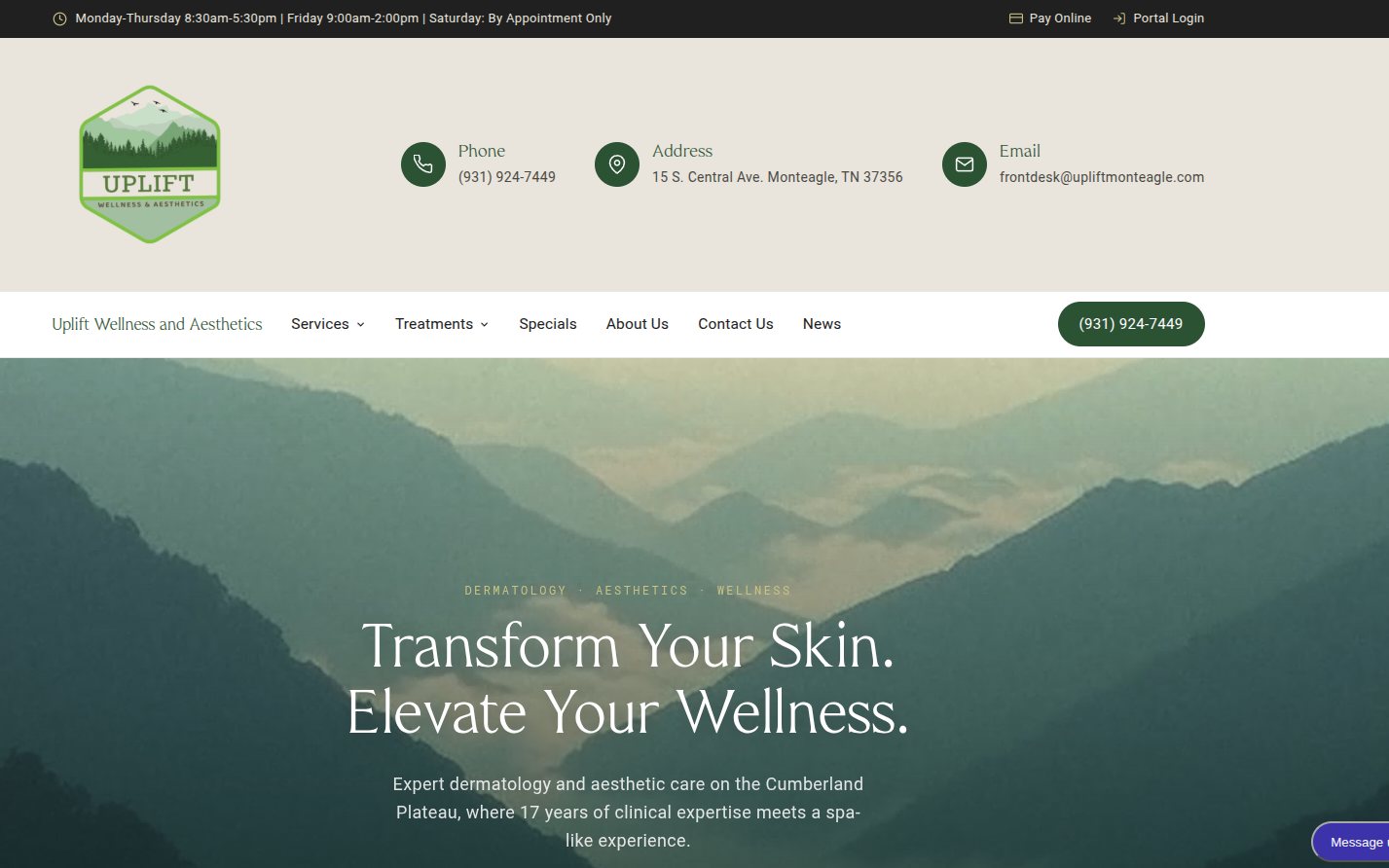 Uplift Monteagle website homepage